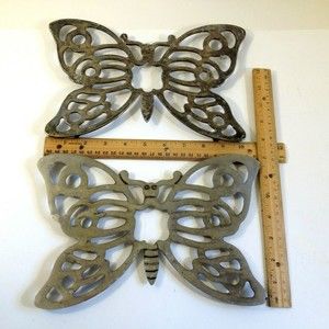 (2) Vintage Butterfly Trivets FB Rogers Italy EP Zinc